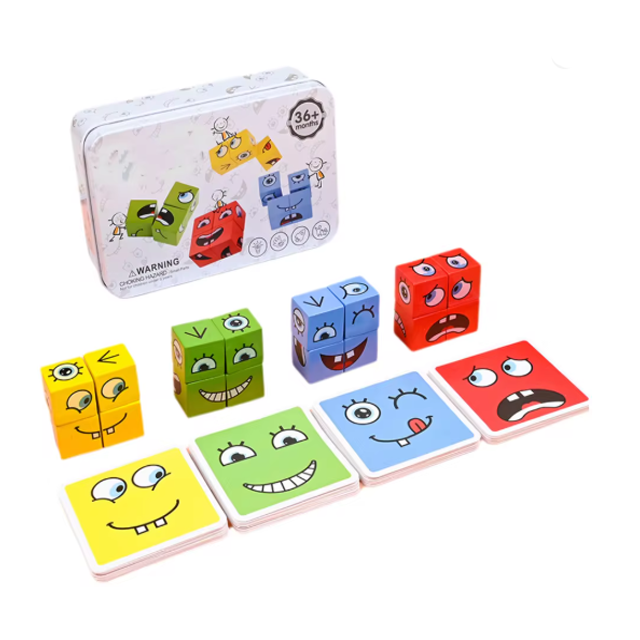 ROMPECABEZA EXPRESIONES CUBOS MAD+TARJ CAJA MET 1055