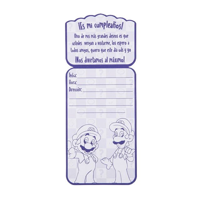 TARJETA CUMPLEAÑOS MARIO BROS PEQ 10 UN SERMEL