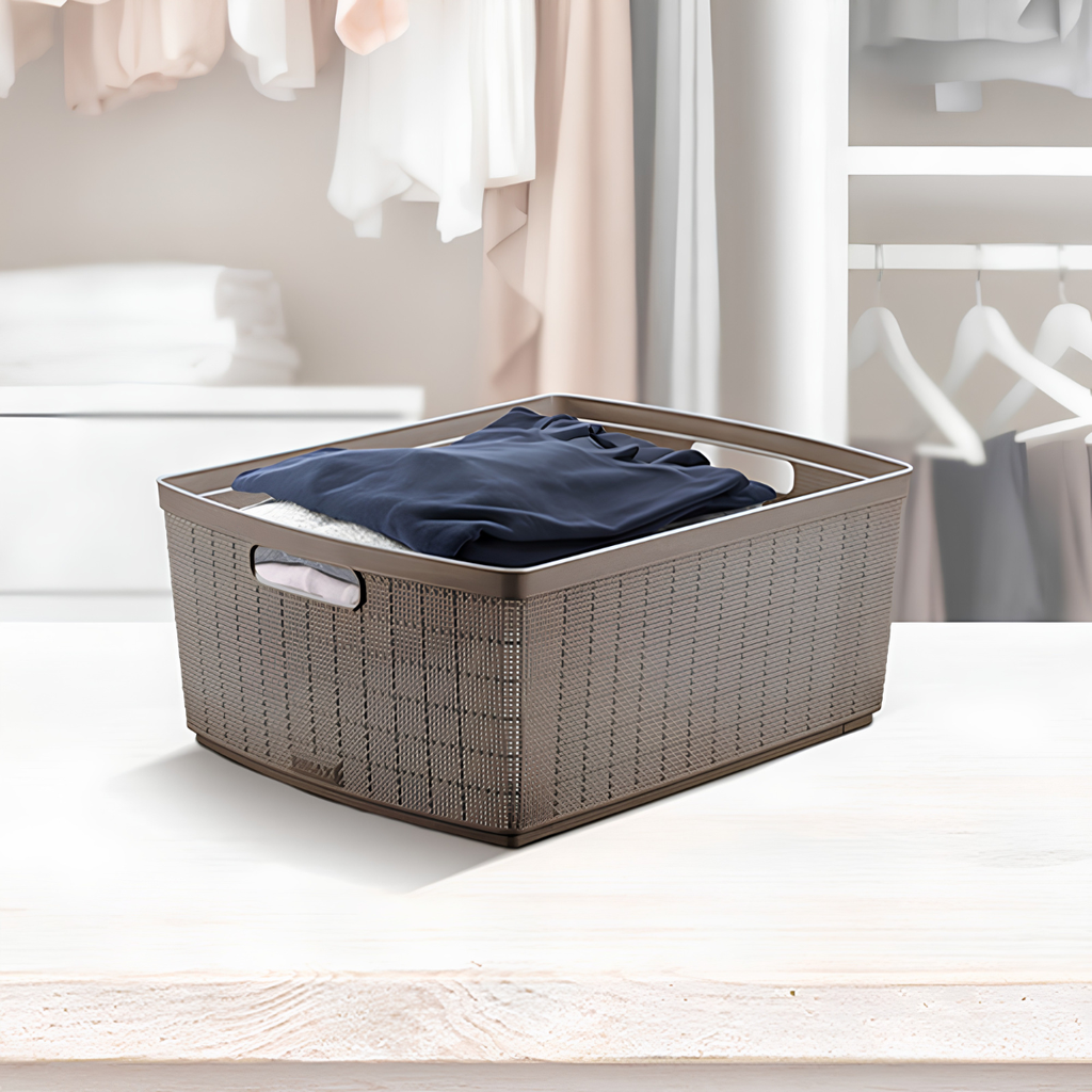 CANASTA PLAS 30 LT FIQUE RECT 47x37x20 CM C/AGARRADERA MOCCA RIMAX 12542-XP
