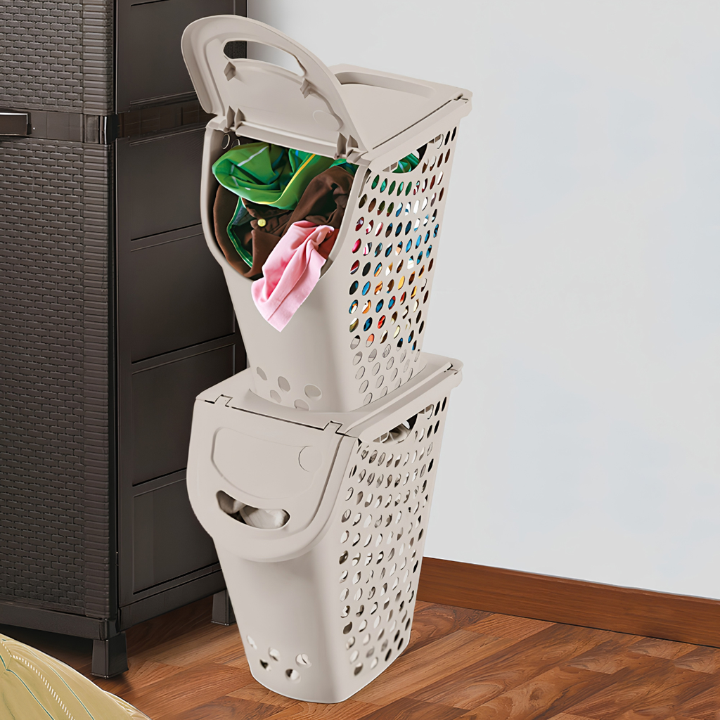 CESTA P/ROPA PLAS PLUS 51 LT 48x32x57.3 CM TAUPE RIMAX 7662-XP