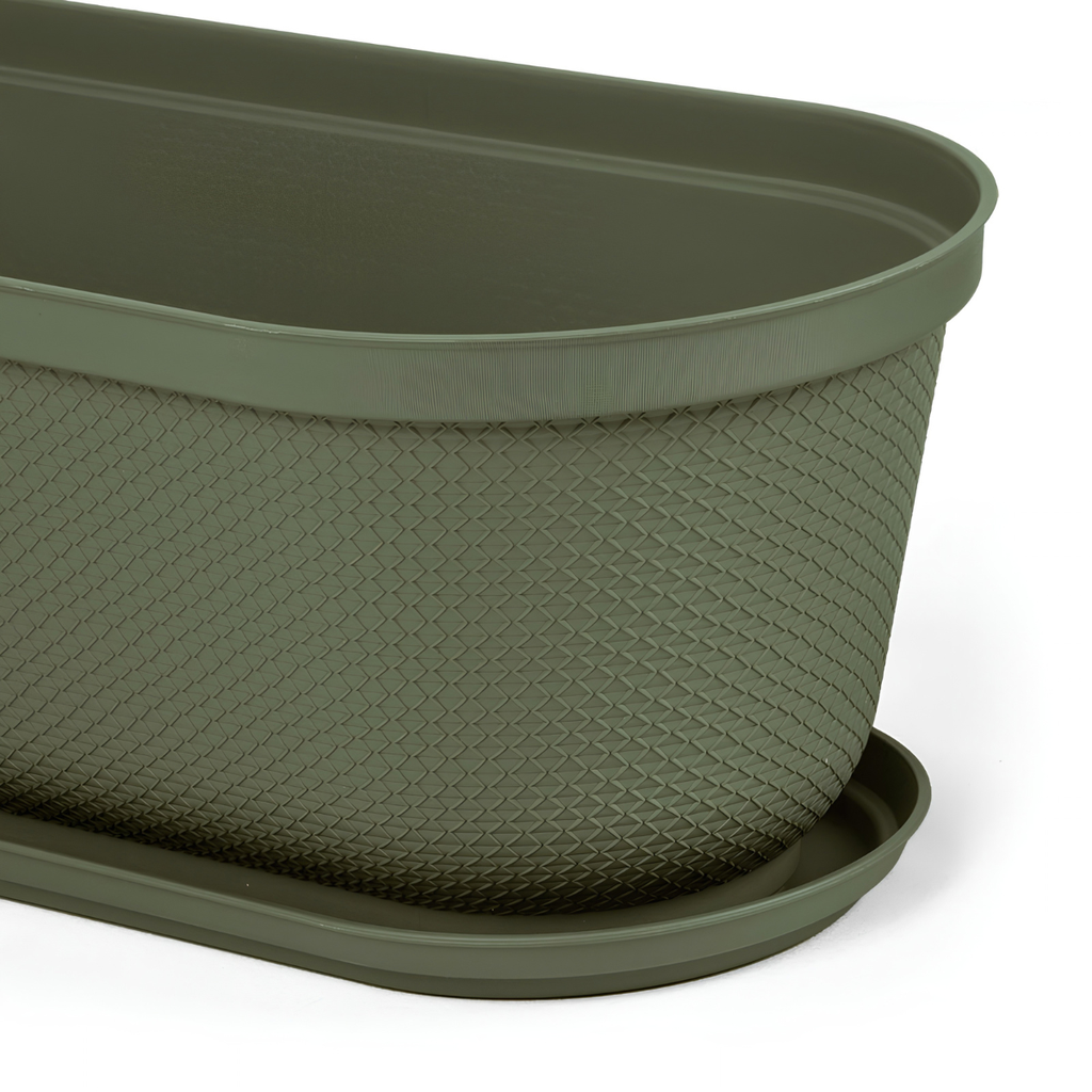 MACETA/MATERA PLAS OVAL RAFIA 60 CM C/BASE VD MUSGO RIMAX 12993-XP