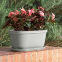 MACETA/MATERA PLAS OVAL RAFIA 40 CM C/BASE GRIS HIELO RIMAX 12987-XP