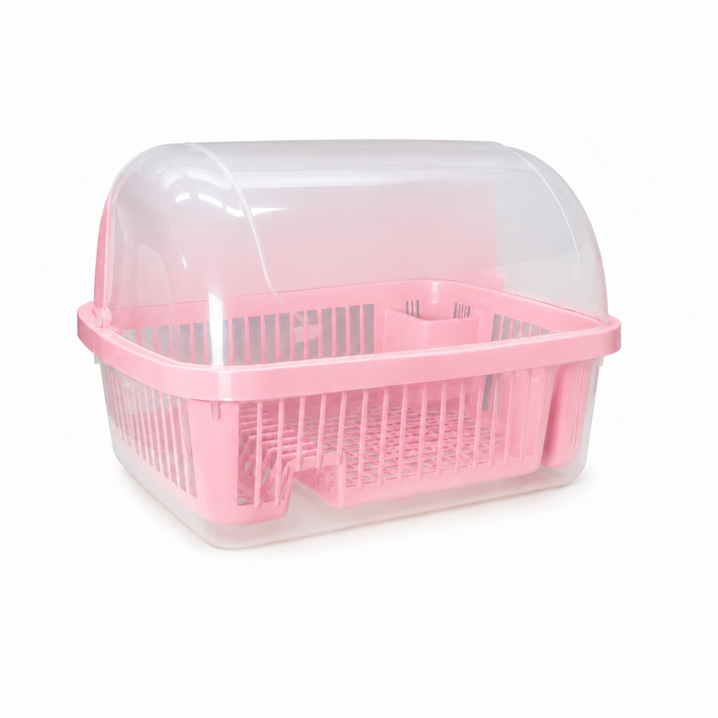 ESCURRIDOR PLATOS PLAS C/T TRANS 56X43 CM ROSA MEGA 1212-T061