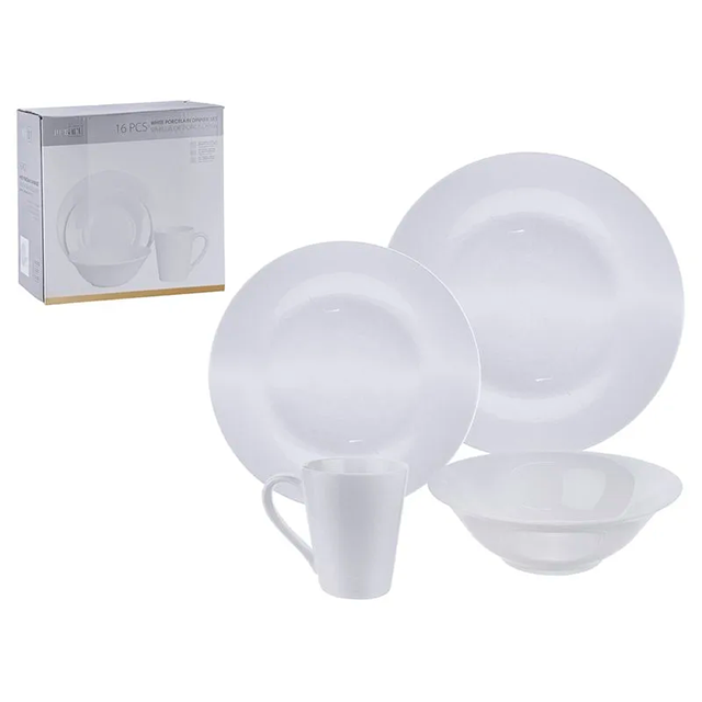 VAJILLA PORCE 16 PZAS BL LIFE ART 705-05296