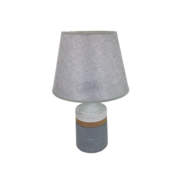 LAMPARA MESA CERA/TELA BL/GR 39.5CM DECORE MAYS 604-01365A