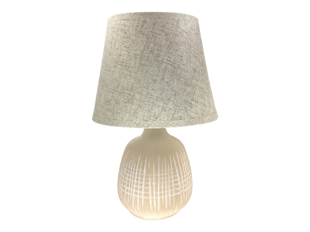 LAMPARA MESA 31 CM CERA/TELA CREMA DECORE 604-05217