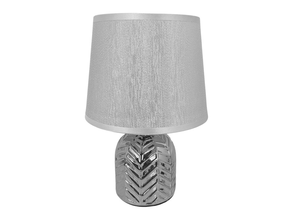 LAMPARA MESA 27 CM CERA/TELA PLATEADO DECORE MAYS 604-2403282