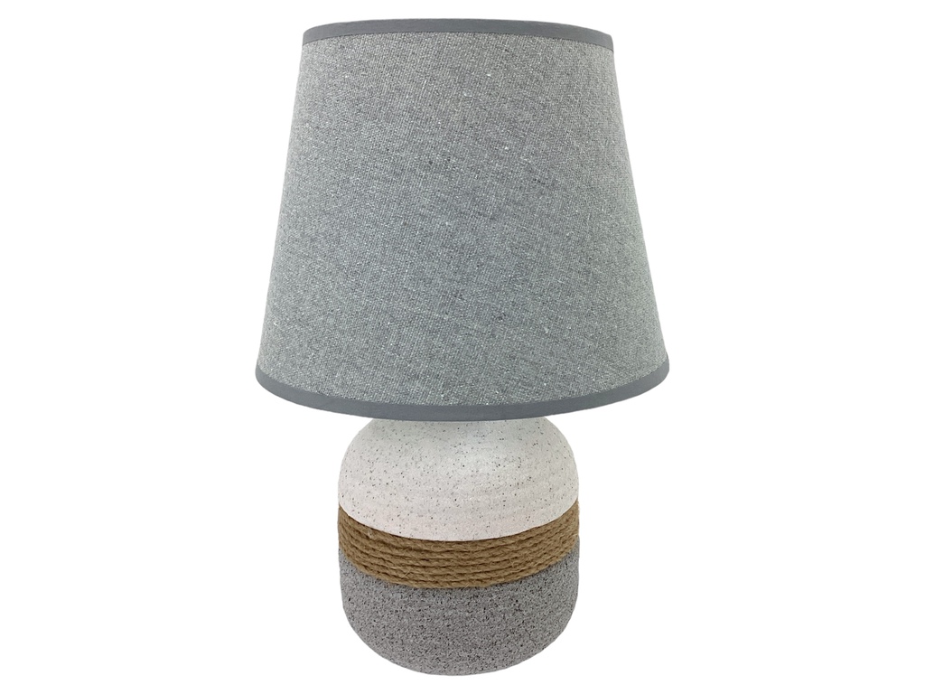 LAMPARA MESA 31 CM CERA/TELA GRIS DECORE 604-04680