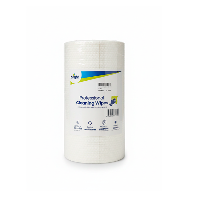 WIPES PAÑO/REUTILIZABLE BL/AZ 100 UN ROLLO BRIGHT