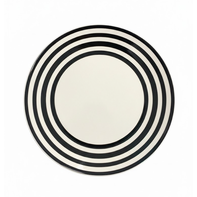 PLATO CERA RED 7.5" C/RAYAS BL/NG LIFE ART N21-02255