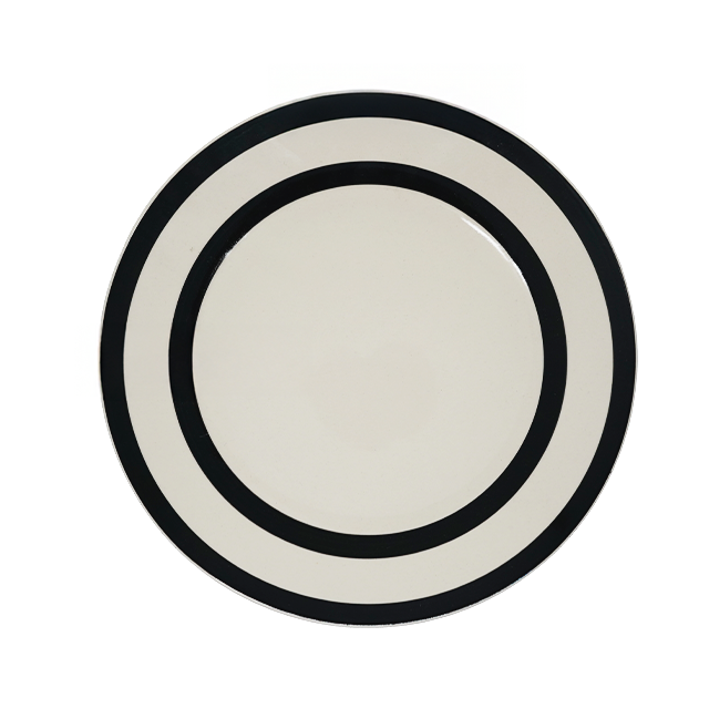 PLATO CERA RED 10.5" C/RAYAS BL/NG LIFE ART N21-02255