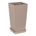 MACETA PLAS CUAD RATAN 30X30X57 CM C/PLATO REYPLAST 3JX004800