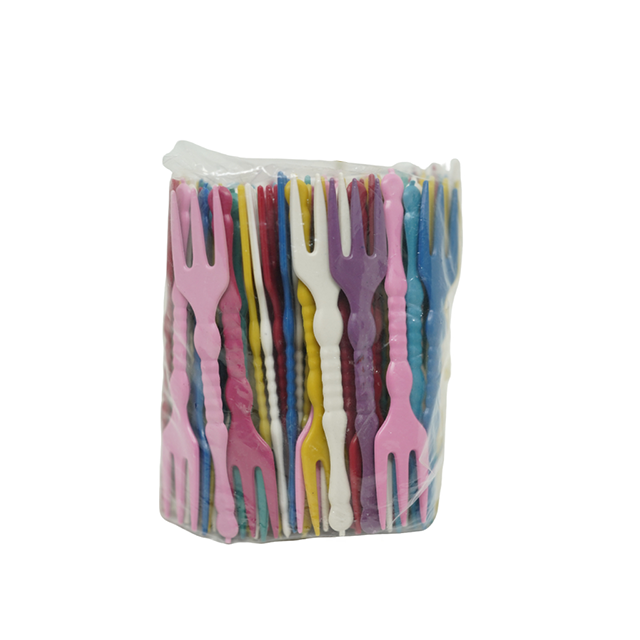 TENEDOR MINI PLAS 3 PUNTAS COL SURT 100 UN BOL