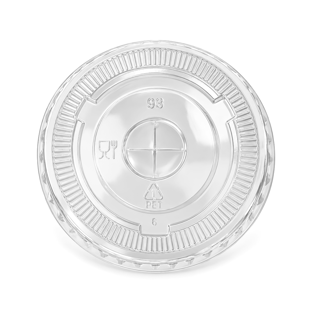 TAPA PLANA DESE 9.5 CM C/AGUJ TRANS PET P/VASO 9 OZ PAQ 50 UN PROEM F-92