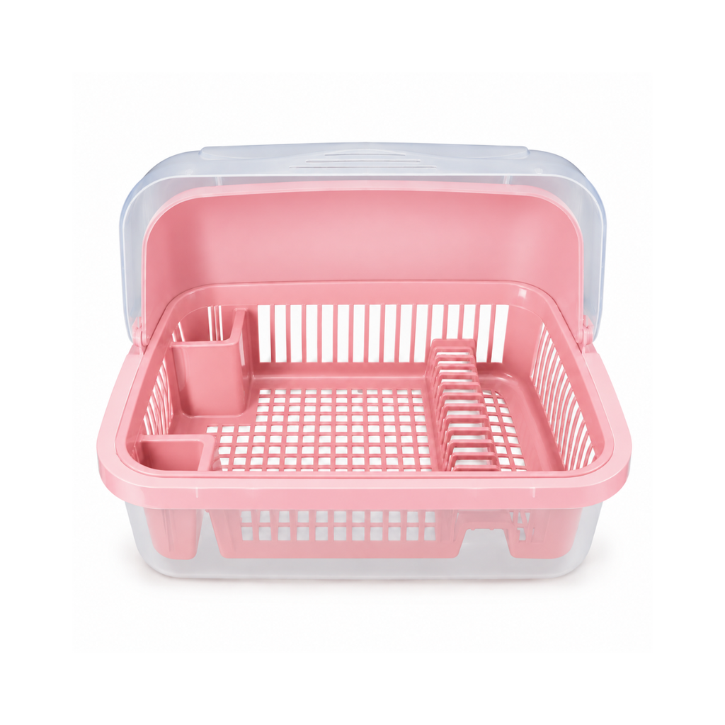 ESCURRIDOR PLATOS PLAS C/T TRANS 56X43 CM ROSA MEGA 1212-T061