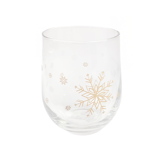 VASO VID 16.8 OZ CORTO BOMBEADO TRANS DECO NAV STEMPLESS GOLDEN CRISA 6504-999