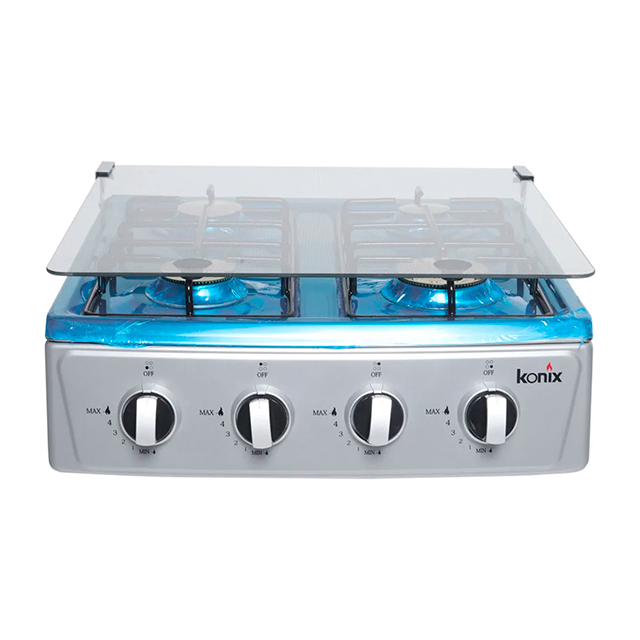 COCINA GAS 4 QUEM C/T VID SILVER KONIX KGC-403