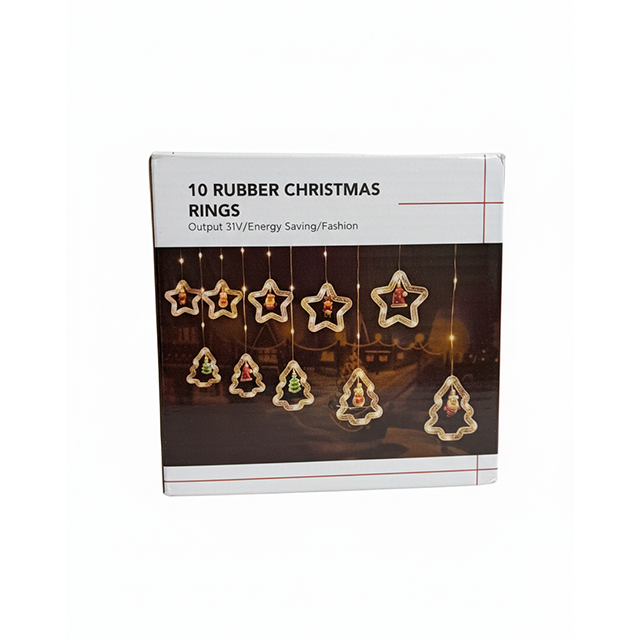 CASCADA 10 LUCES ESTRELLA/AROS MULTICOL CAJ 6152-5