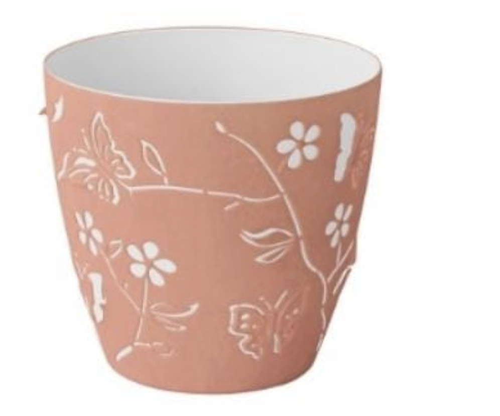MACETA PLAS MARIPOSA 14 CM #1 BL/TERRACOTA MEGA