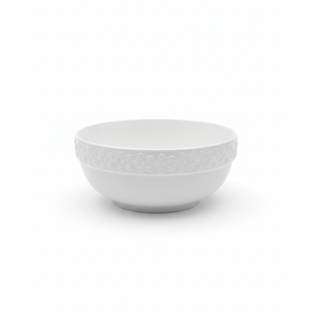 BOWL CERA 7" RED ORI GRUESA DECO REL FLORES BL XM7F