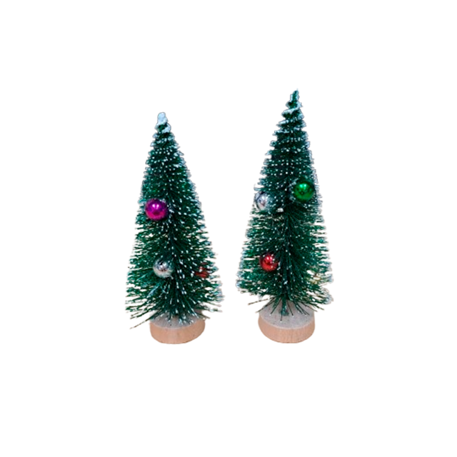 SET 2 PINOS NAV 12 CM NEVADO C/BOLITAS BOLSA X27202