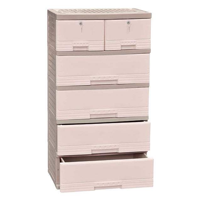 GAVETERO PLAS KING 6 GAV 2 PEQ C/LLAVE DURAZNO MEGA 1820