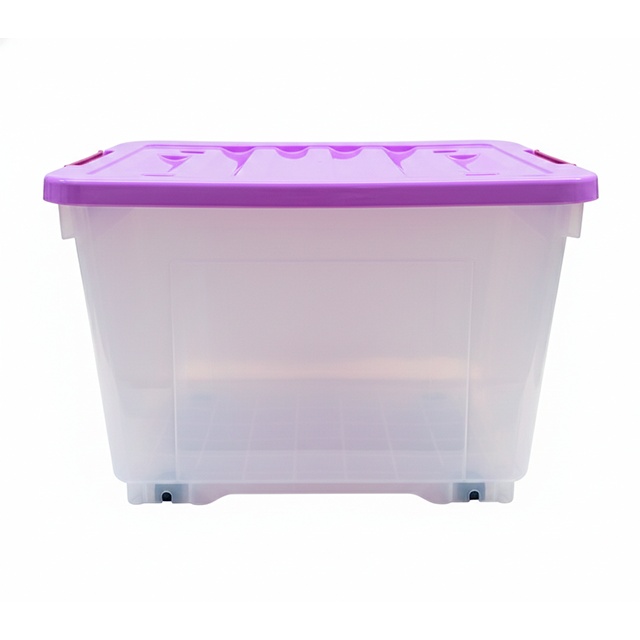 CAJA PLAS ALMACENAMIENTO 90 LT C/RUEDAS MORADO MEGA 32759