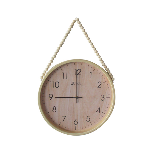 RELOJ PARED 38 CM RED C/CADENA CREMA/NG 602-03596
