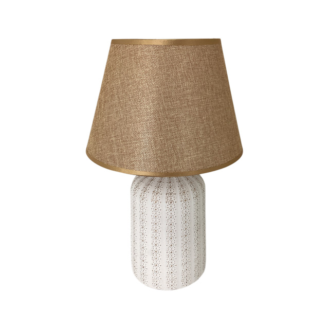 LAMPARA MESA 30.5 CM BASE CILIND DECO BL/DOR 604-2403424