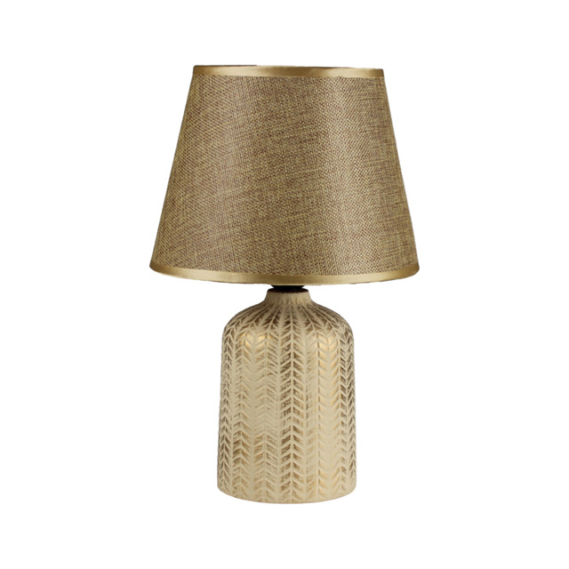 LAMPARA MESA 30.5 CM BASE CILIND DOR/CREMA 604-05403