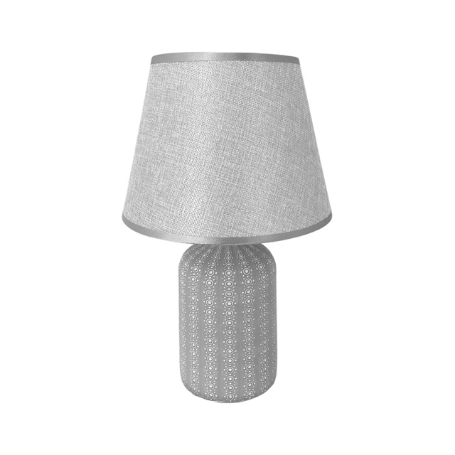 LAMPARA MESA 30.5 CM BASE CILIND DECO PLAT/GRIS 604-2403425