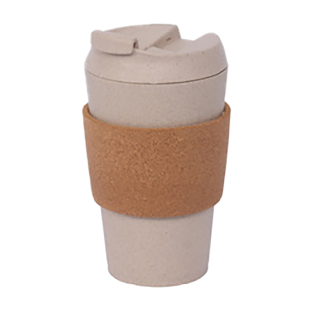 VASO 400 ML C/ANILLO PROTECTOR VD TURQ/CREMA 739-05297