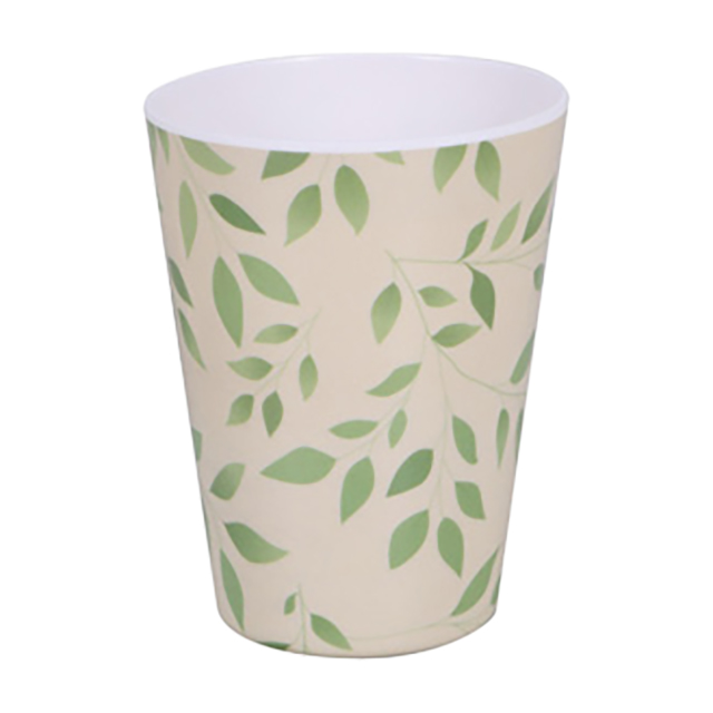 VASO 325 ML CONICO BL DECO HOJAS VD 726-03543