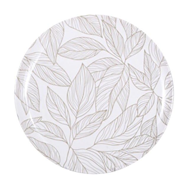 PLATO 11" RED BL DECO HOJAS GRIS 726-03542