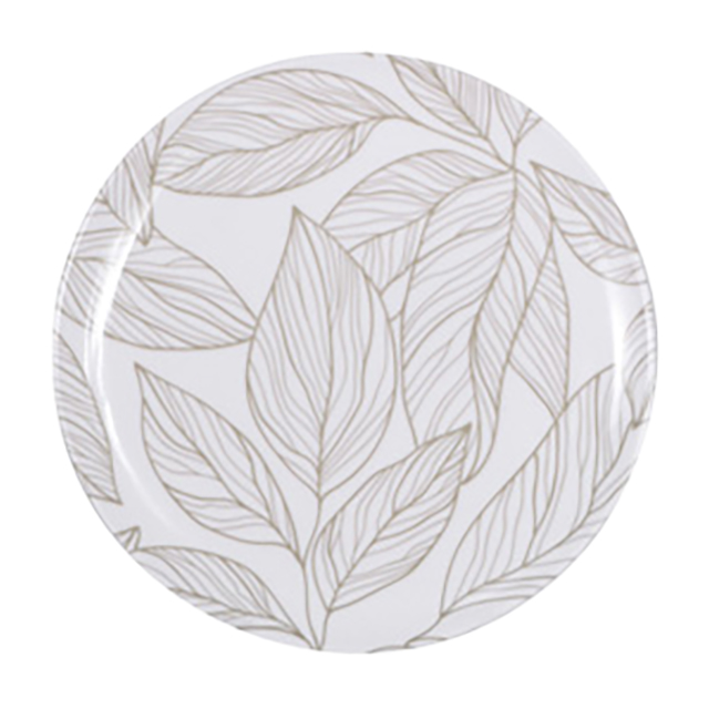 PLATO 8" RED BL DECO HOJAS GRIS 726-03541