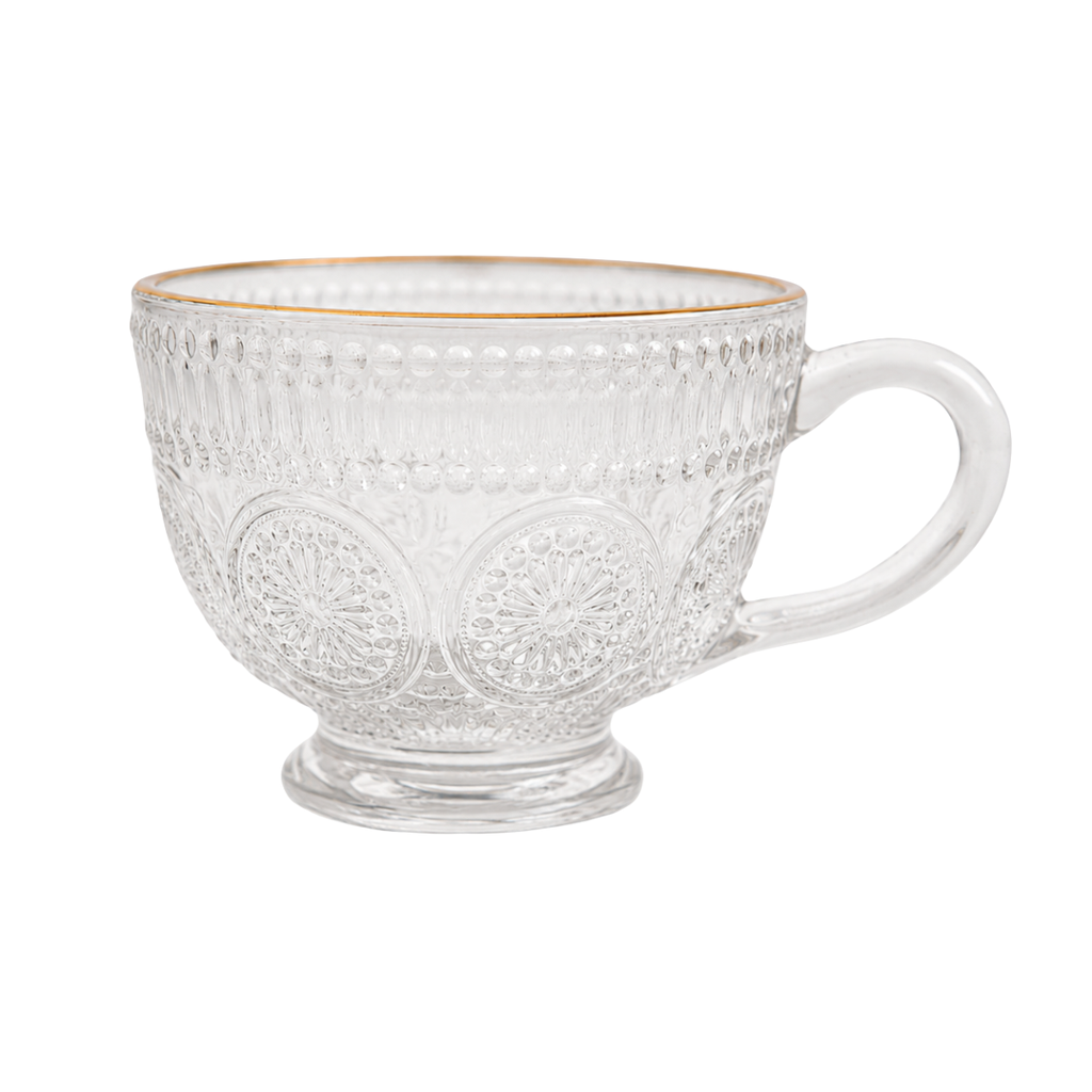 TAZA VID 7 OZ TRANS COL SURT DECO REL GIGI S/COD