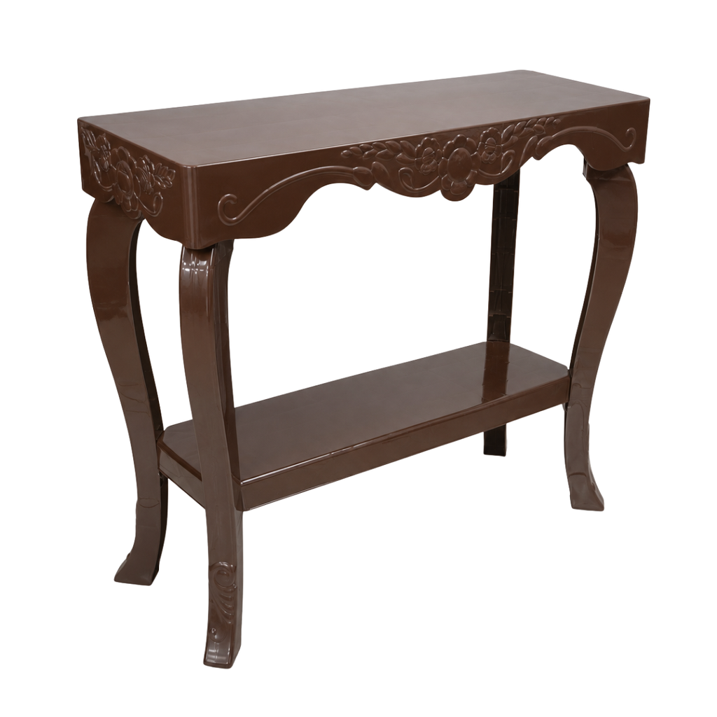MESA DE PASILLO PLAS RECT 35.25x13x31" TALLADA C/RELIEVE FLORAL CF MEGA