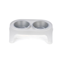 COMEDOR PLAS ELEVADO P/MASCOTA "S" 2 DEP GRIS HIELO C/GRIS MET RIMAX 13823-XP