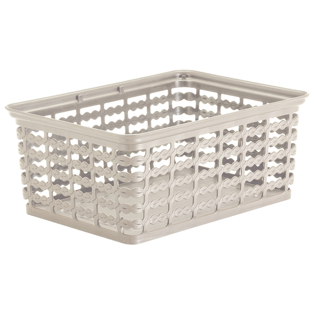 CANASTA PLAS 9 LT RECT L 36x24x14 CM TAUPE CALADA RIMAX 9418-XP