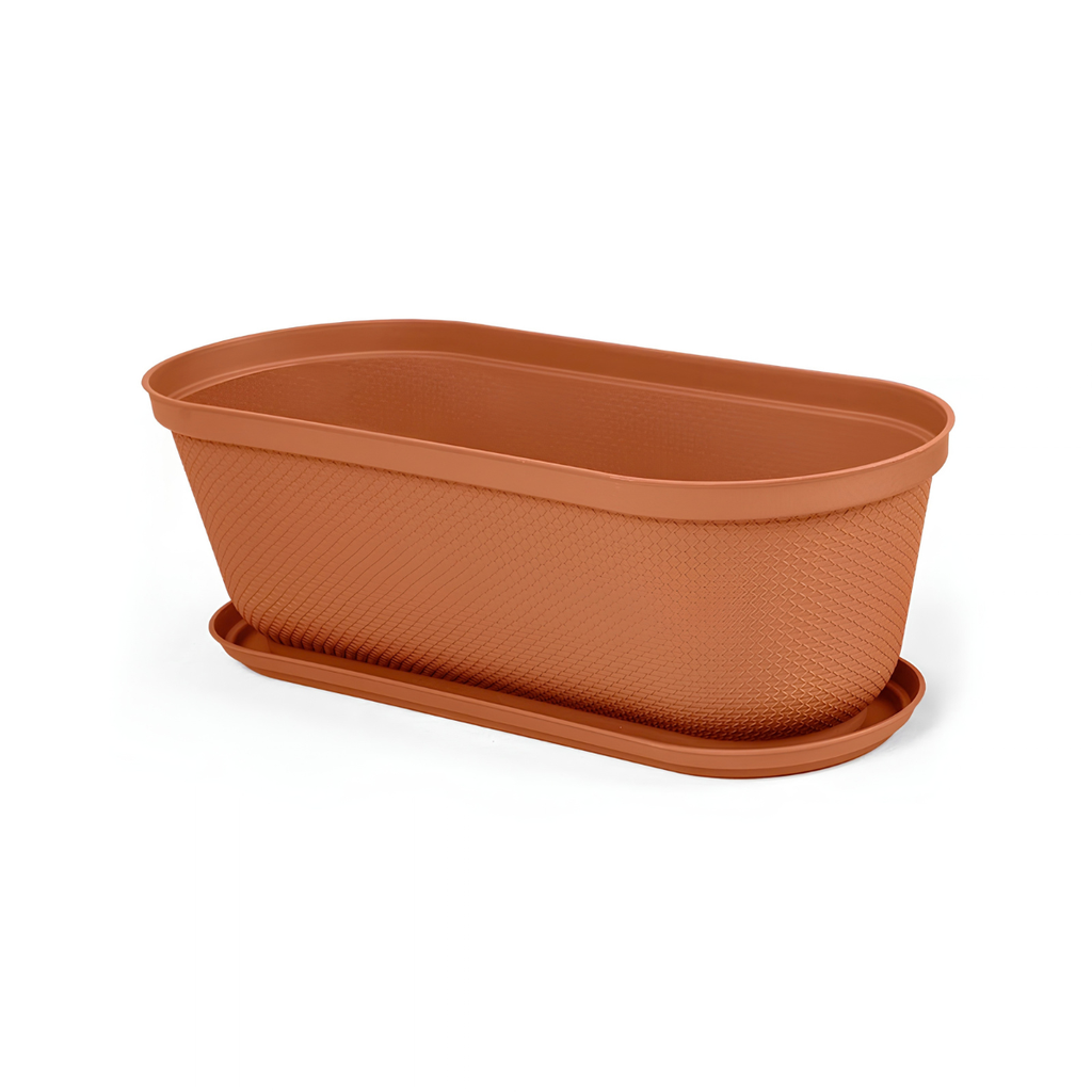 MACETA/MATERA PLAS OVAL RAFIA 60 CM C/BASE TERRACOTA RIMAX 12998-XP