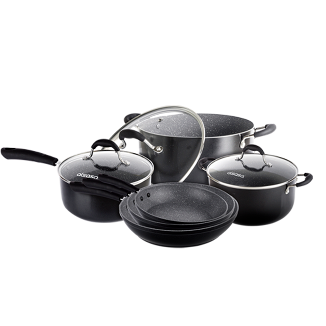 BATERIA COCINA ANTIAD MARMOLIZADA 9 PZ ALSASA BAANTMARM002