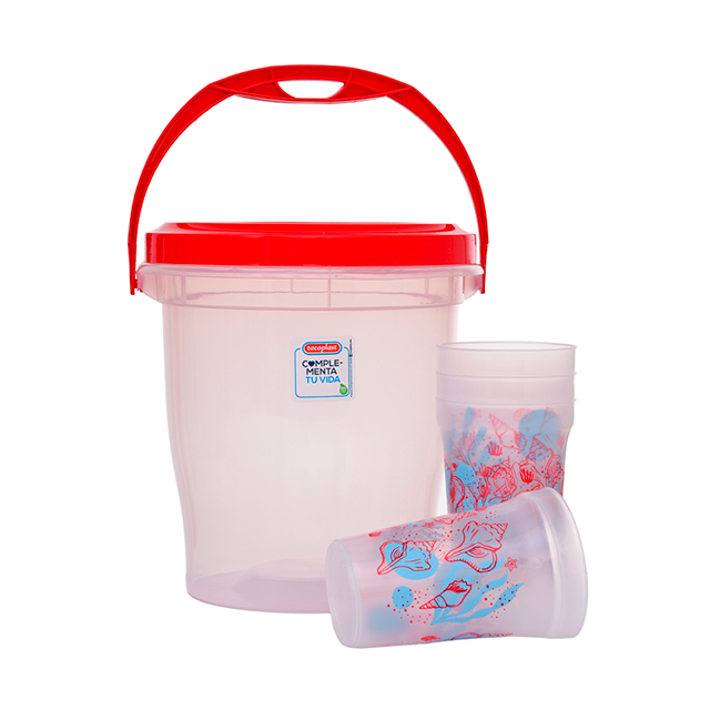 BOTE PLAS 5 LT ROSCA +4 VASOS TACOPLAST 35690