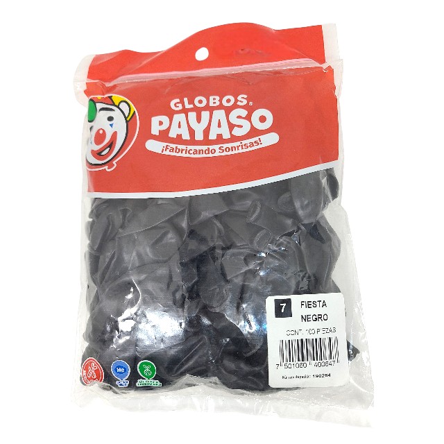 GLOBO 7 NEGRO STD 100 PZ CARNAVAL 250449