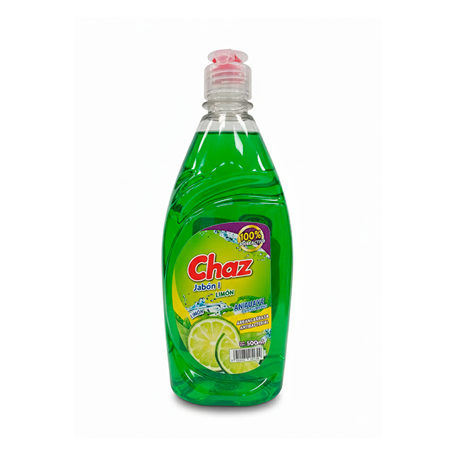 JABON LIQUIDO LAVAPLATOS 500 ML LIMON BOTELLA CHAZ