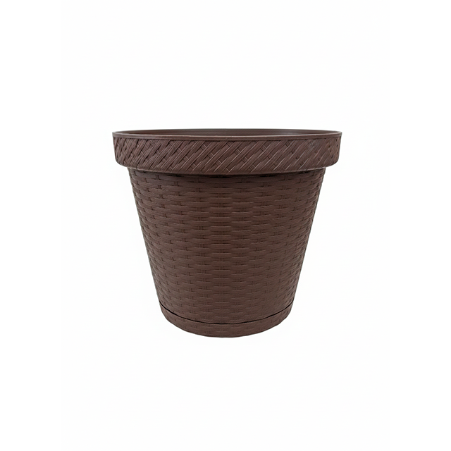MACETA PLAS 2 RATAN CAFE COCOA C/BASE MEGA 1472