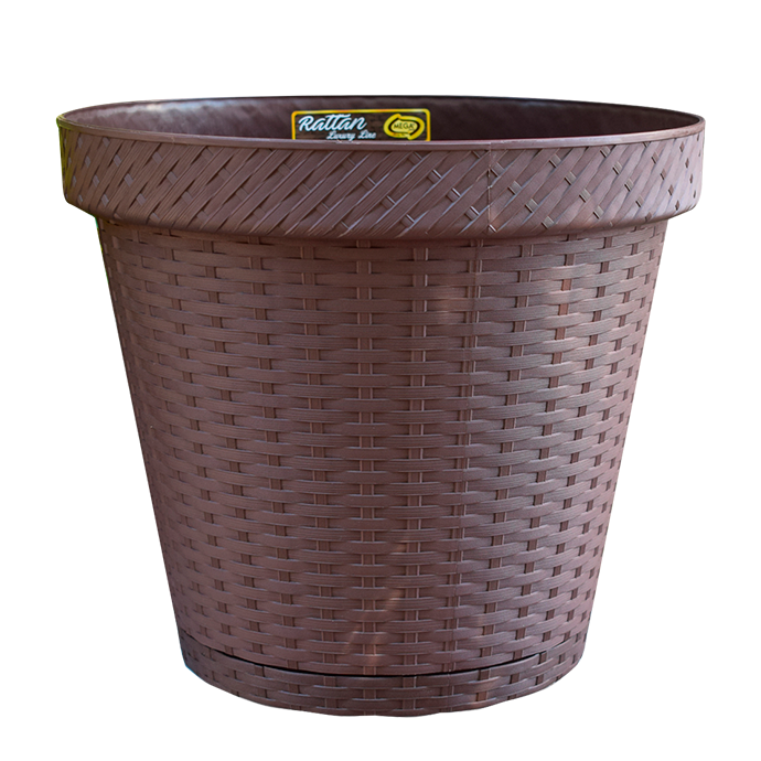 MACETA PLAS 5 RATAN CF COCOA C/BASE MEGA 1469