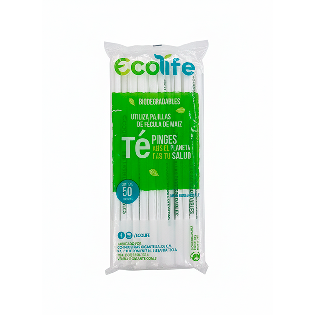 PAJILLA FORRADA BIODEGRADABLE FECULA MAIZ PAQ 50U