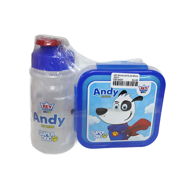 SET ESCOLAR PLAS DECO ANDY-TAPER 500ML+BEBETODO 400 ML REYPLAST RWX036700