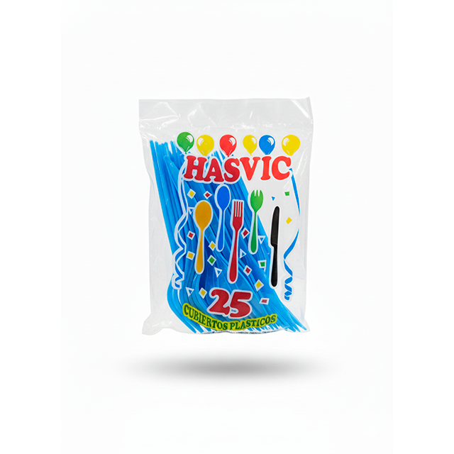 TENEDOR CELESTE 4 HASVIC 25 UN / G&R PLASTICOS