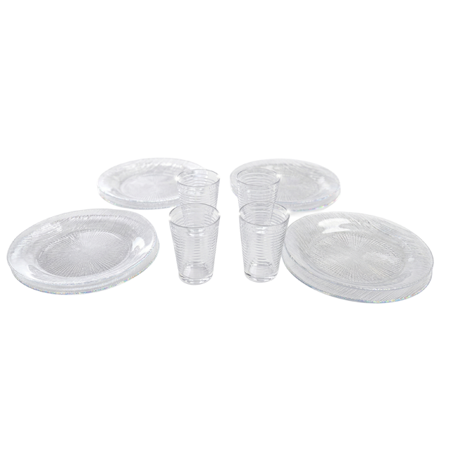VAJILLA VID TEMPLADO TRANS DURALEX 12 PZ 1821